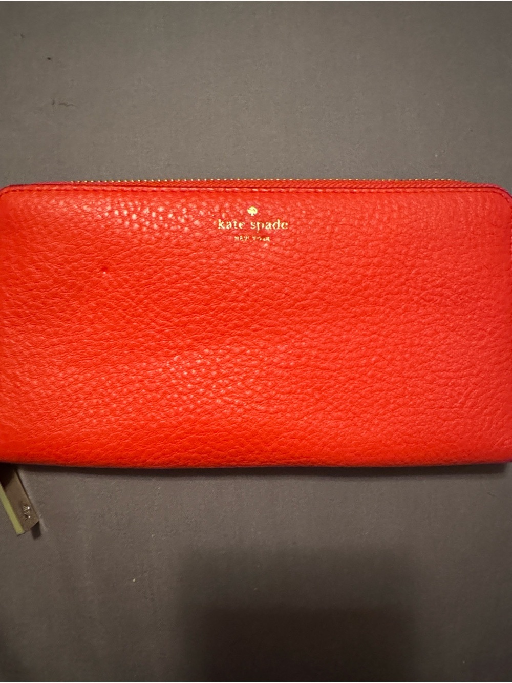kate spade Red Leather wallet with Gold-Tone Spade Tag